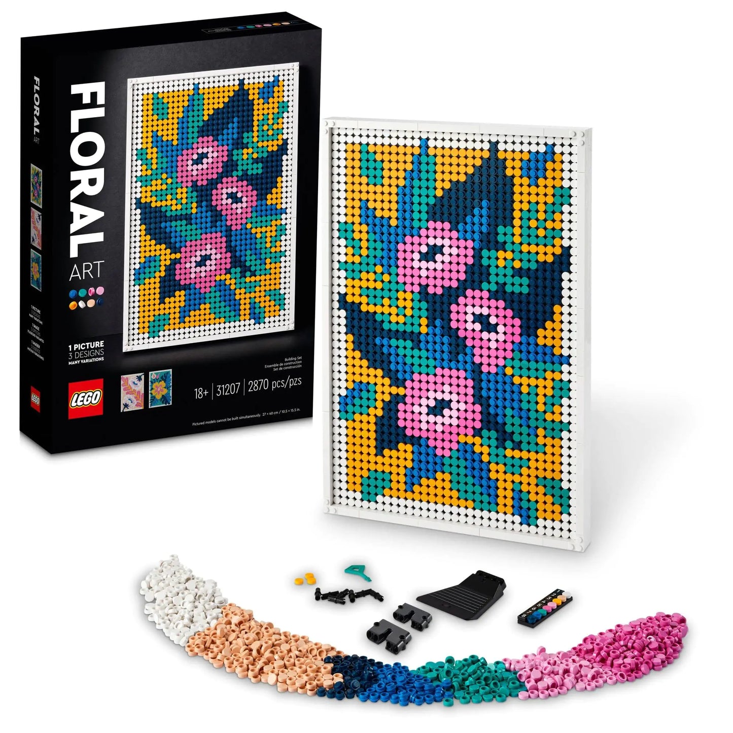 LEGO Art Floral Art 31207 3in1 Flower Pictures Wall Art Decoration Building Set Arts and Crafts Kit Creative DIY Activity Beautiful Home Decor Gift Idea for Adults Men and Women